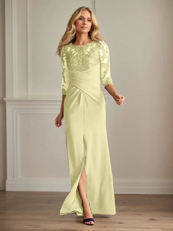 Abito da madre della sposa in crepe elasticizzato con fodera in pizzo color prugna