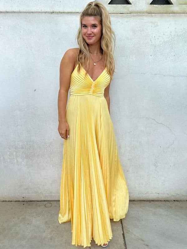 Teal Pleated Spaghetti Straps A Line Empire Waist Prom Dress