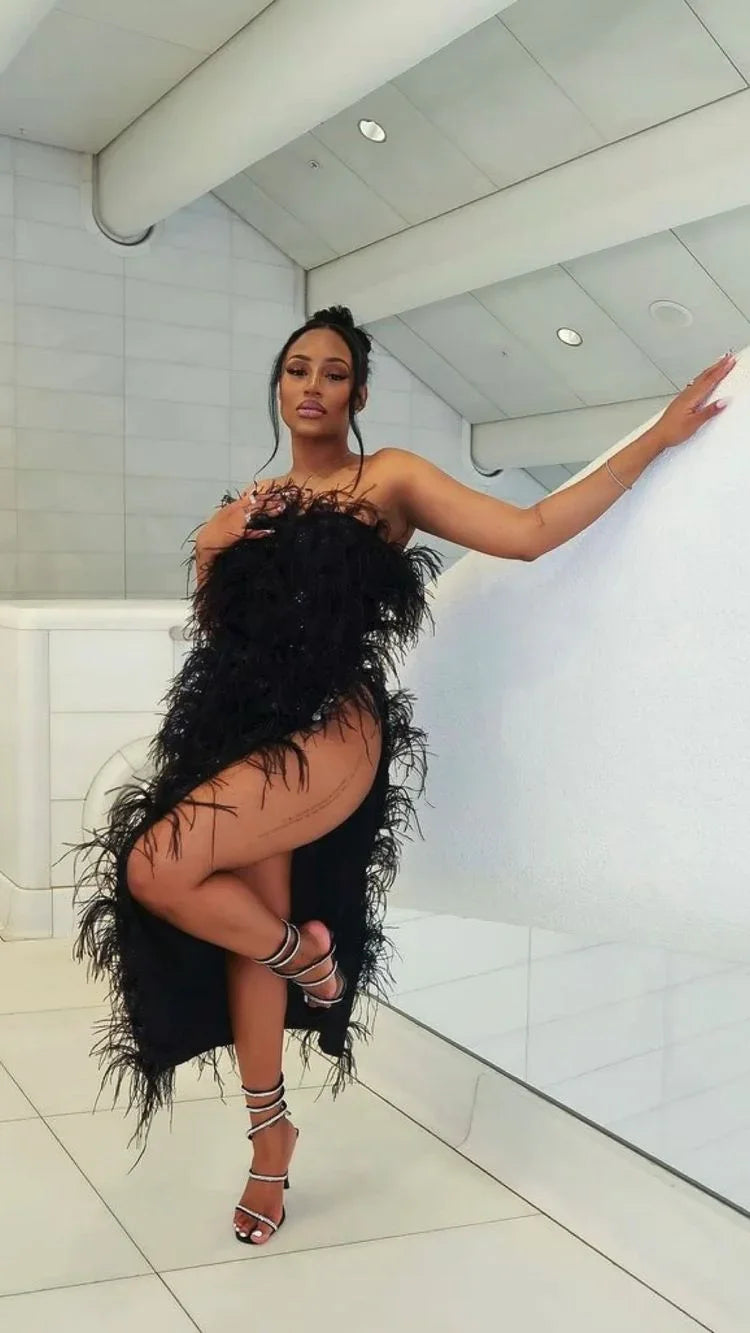 Robe de soirée noire séduisante, Robe de bal noire unique Y2217