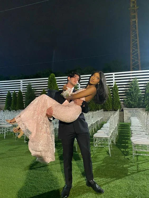 Vestido de fiesta rosa estético, vestido de noche sin espalda Y3001