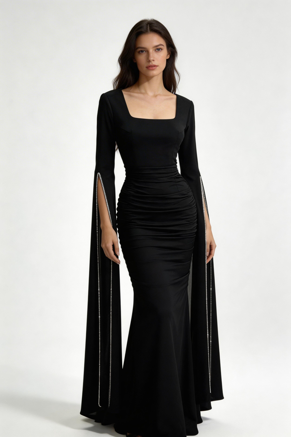 Charming Black Long Sleeves Prom Dress Black Evening Dress Y7089 by simplepromdress