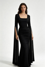 Charming Black Long Sleeves Prom Dress Black Evening Dress Y7089 by simplepromdress