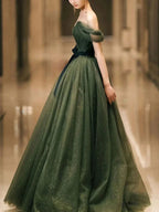 Robe longue de bal en tulle vert simple, robe de soirée en tulle vert Y1554