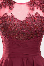 A-line Chiffon Appliques Jewel Sleeveless Knee-Length Bridesmaid Dresses with Ruffles