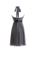 A-line Chiffon Halter Ruched Sash High Low Bridesmaid Dresses BD016