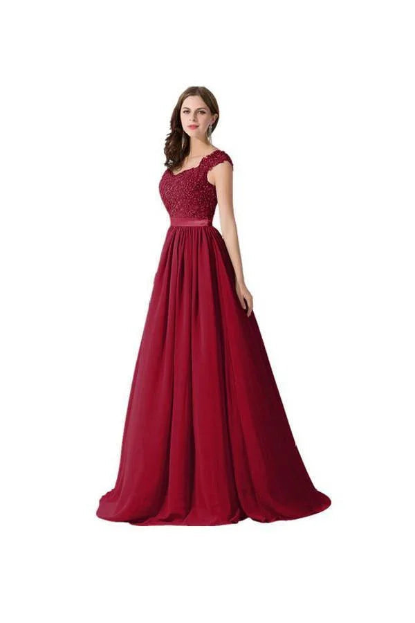 A-line Chiffon Lace Evening Gowns Prom Dresses Bridesmaid Dresses PG274