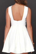A-line Chiffon Satin White Graduation Dresses Homecoming Dress