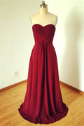 A-Line Elegant Sleeveless Sweetheart Floor-Length Chiffon Bridesmaid Dresses