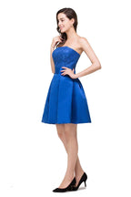 A-line Mini Lace-up Strapless Bridesmaid Dresses
