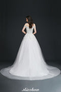 A-line Off-the-Shoulder Tulle Elegant Wedding Dresses with Appliques