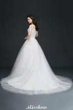 A-line Off-the-Shoulder Tulle Elegant Wedding Dresses with Appliques
