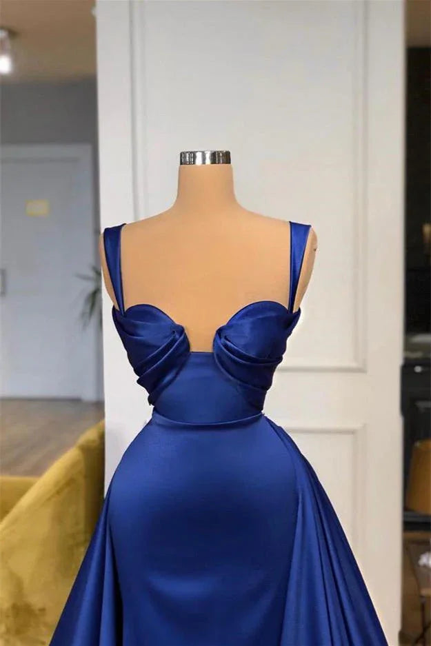 A-line Royal Blue Fashion Elegant Sexy Long Satin Prom Dresses