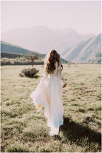 A-line Scoop Lace Wedding Dress Long Sleeve Rustic Wedding Dresses