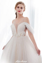 A-line Sleeveless Floor Length Lace Ivory Wedding Dress