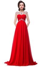 A-line Sweetheart Crystal Chiffon Evening Dress