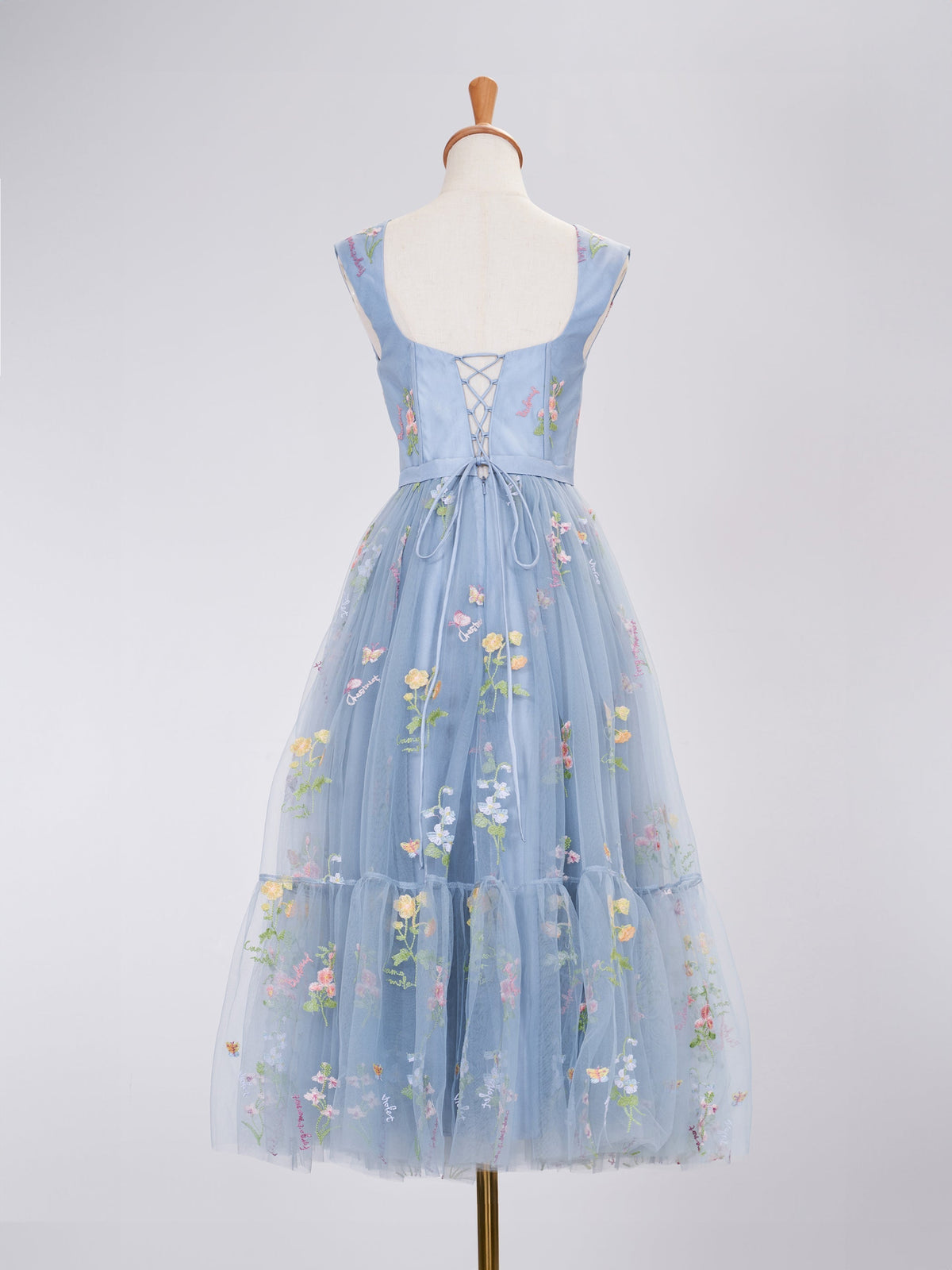 A Line Sweetheart Dusty Blue Long Prom Dress with Embroidery