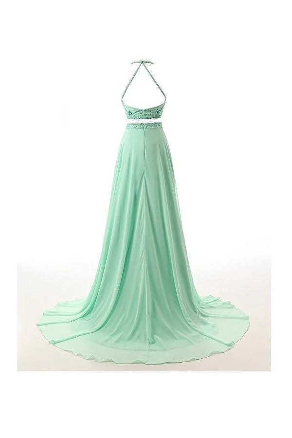 A-line Two Pieces Chiffon Prom Dresses Evening Dresses PG261
