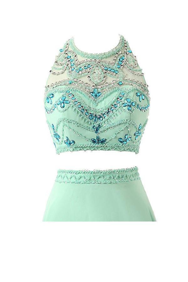 A-line Two Pieces Chiffon Prom Dresses Evening Dresses PG261