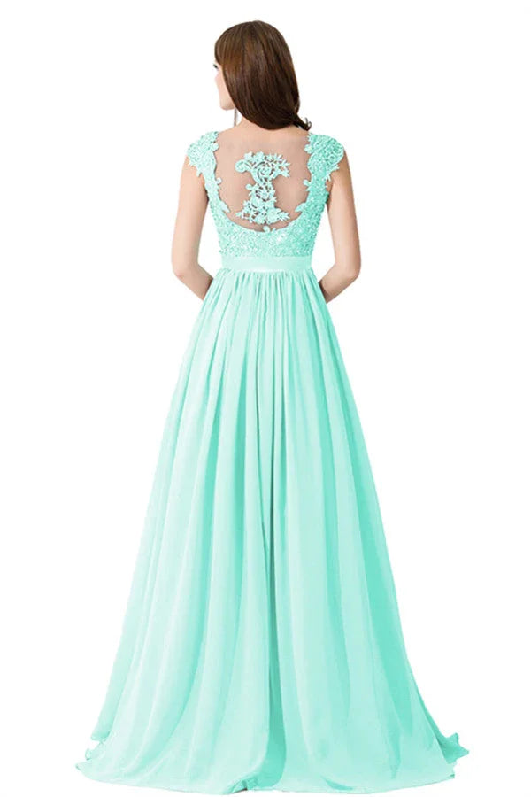 A-line V Neck Chiffon Bridesmaid Dress with Appliques