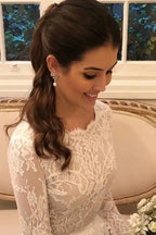Sexy Long Sleeves A Line Lace Wedding Dress With Appliques