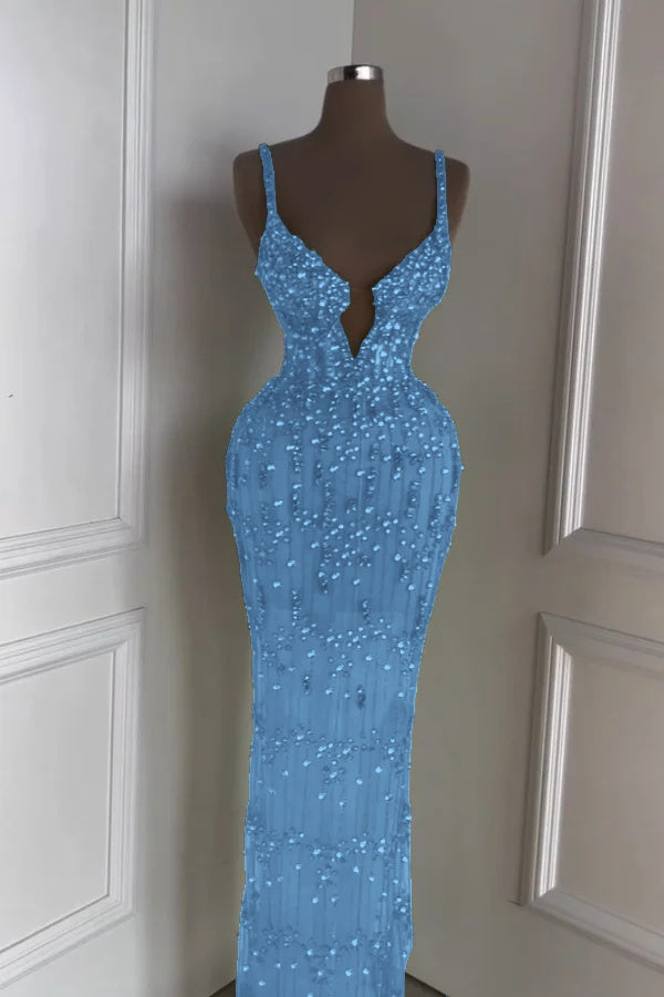 Custom Designed Spaghetti Strap Mermaid Prom Dress With Beading