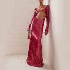 Vestido de baile com racha transparente e frisado