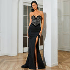 Sexy lantejoulas sem mangas envolto peito sem costas cocktail vestido de noite dama de honra feminino