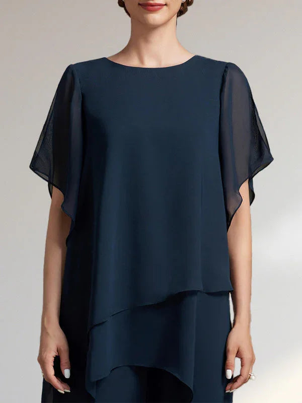 Getrennter Overall/Hosenanzug mit Rundhalsausschnitt, knöchellang, aus Chiffon, Kleid für die Brautmutter