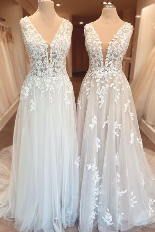 Open Back Ruffles A Line Sweetheart Wedding Dress With Lace Appliques