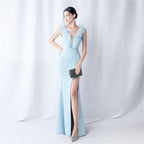 Schwerindustrie Organza Hochzeitsessen Jahrestreffen Satin Abendkleid 