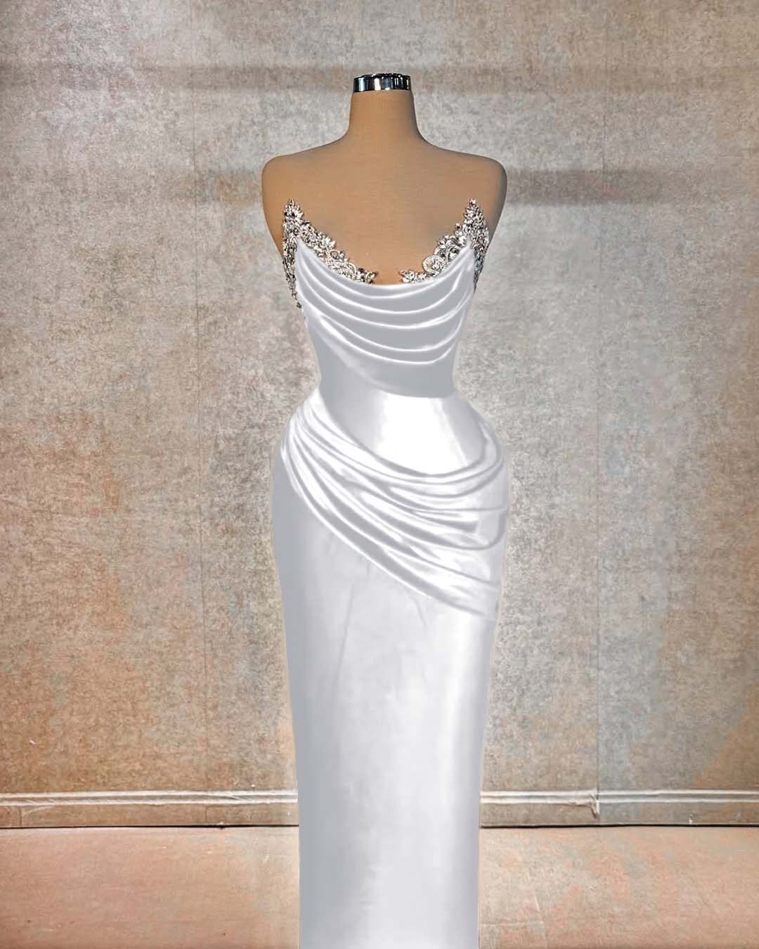 Chic Strapless Long Prom Dress With Beading And Pleated Details