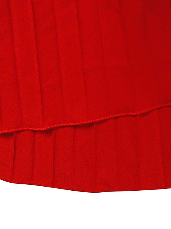 Abito da sera a spalle scoperte con drappeggio plissettato in tinta unita