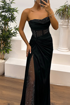 Sexy, trägerloses Abendkleid mit Rüschen und Pailletten (5 Farben) 