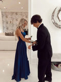 Robe de bal de fin d'année simple bleu marine pour seniors Robe de soirée classique Y18