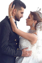 Glamorous Cap Sleeve Ball Gown Wedding Dress With Beading