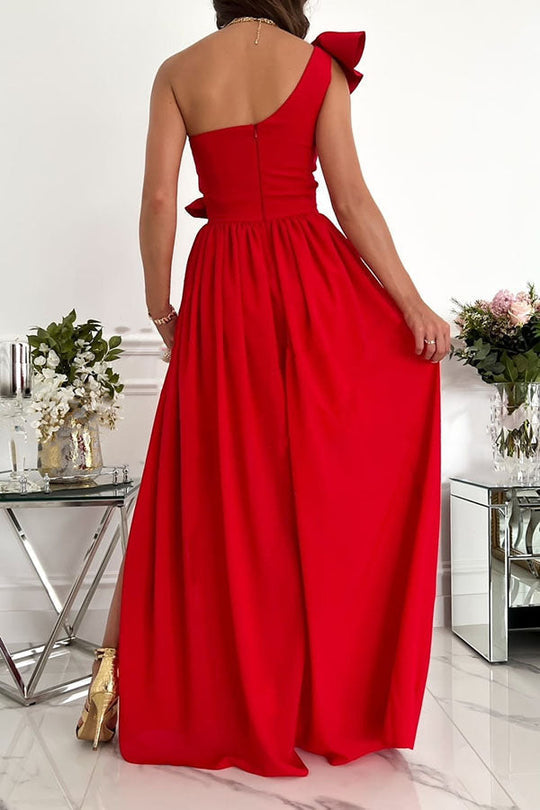 Robe de soirée longue à une épaule froncée Darling Muse
