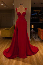 Robes de bal longues en satin, coupe sirène, décolleté cœur, fente haute, magnifiques