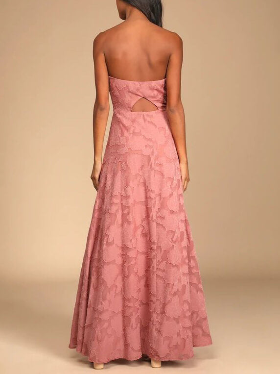 Abendkleid, trägerloses, schmal geschnittenes Maxikleid mit Schlitz 