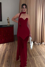 Strapless Sweetheart Sleeveless Long Mermaid Prom Dress With Beading