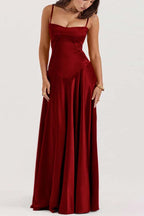 Spaghetti Strap Sleeveless Long Pleated Ruffle Prom Dress