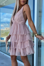 Sexy doce celebridades sólido sem costas com decote em V vestidos de noite