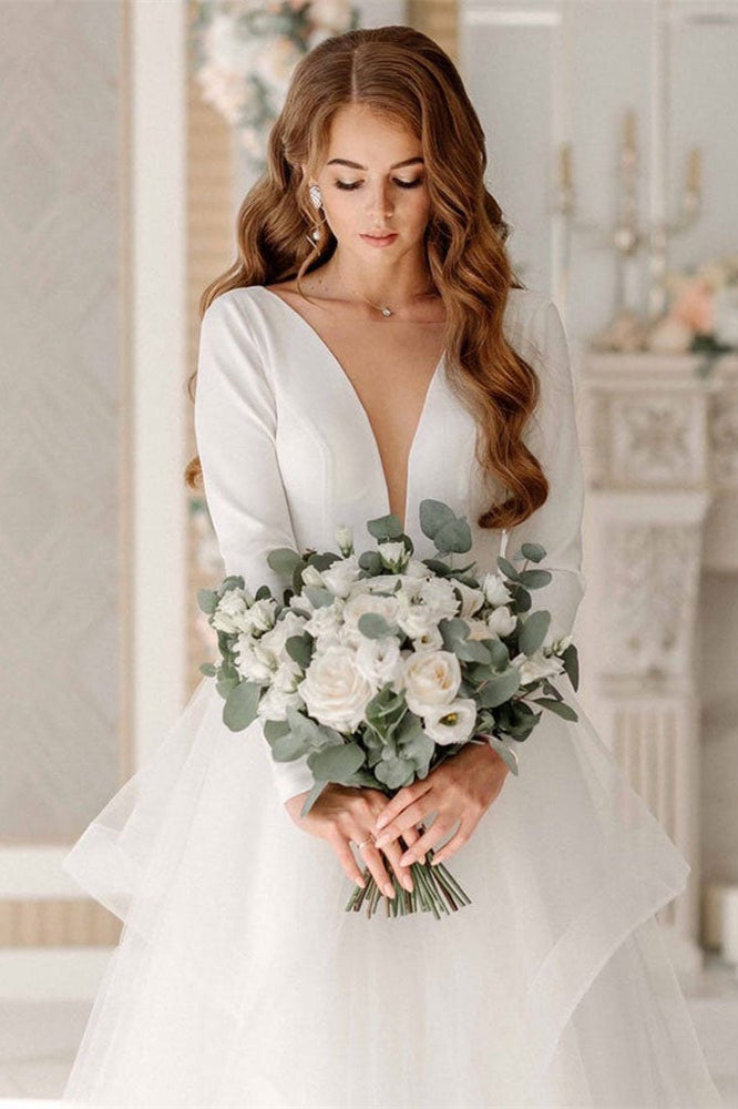 Tulle Long Sleeve Wedding Dress With Ethereal Silhouette