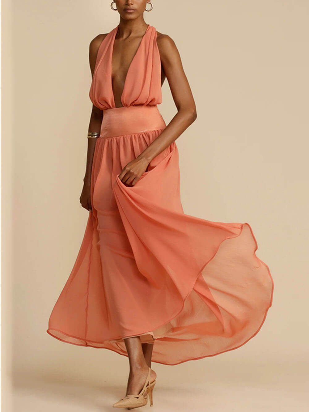 Robe longue bustier dos nu en tulle