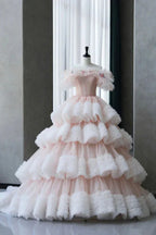 Vestido de Baile com Folhos em Tule Plissado, Camadas, Doce Vestido de Quinze Anos Y7702