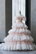 Vestido de Baile com Folhos em Tule Plissado, Camadas, Doce Vestido de Quinze Anos Y7702