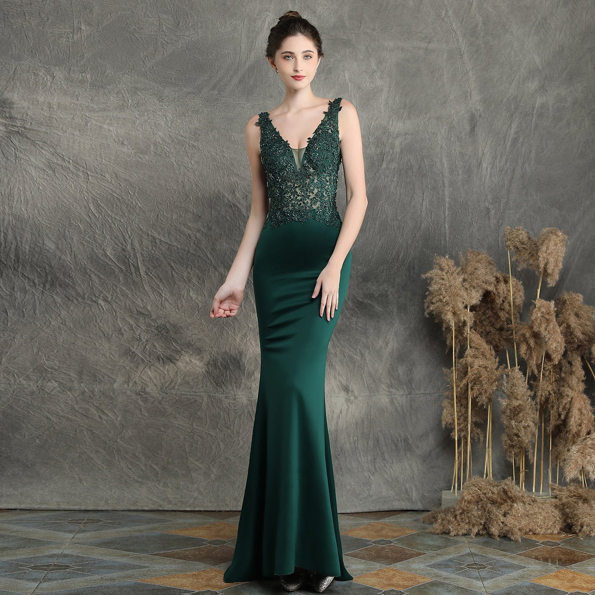 Feito à mão apliques frisado torrada roupas noiva longa apreciação jantar fino-ajuste fishtail vestido de noite de casamento vestido formal