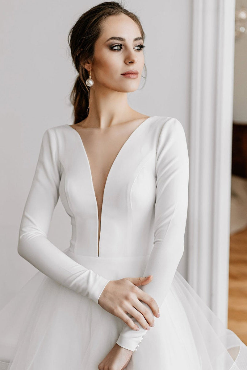 Tulle Long Sleeve Wedding Dress With Ethereal Silhouette
