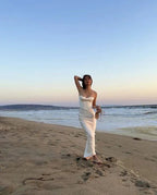 Vestido longo de noite branco elegante com alças finas estilo sereia Vestido de baile Y7513