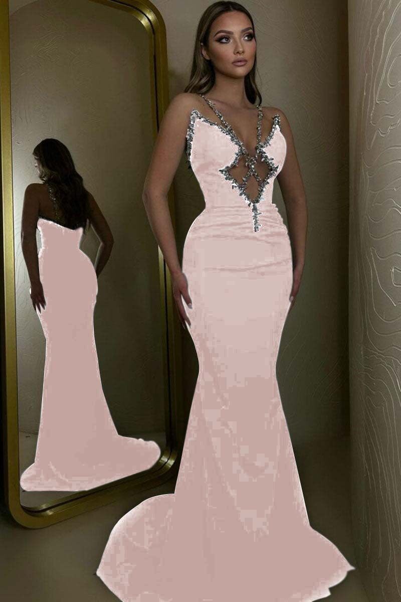 O vestido do baile de finalistas da sereia da correia de espaguetes frisou o vestido longo com cores feitas sob encomenda