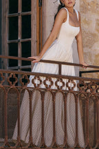Robe longue à corset à bretelles larges unie - Blanc